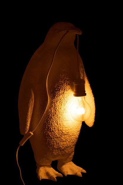 Large white resin penguin table lamp