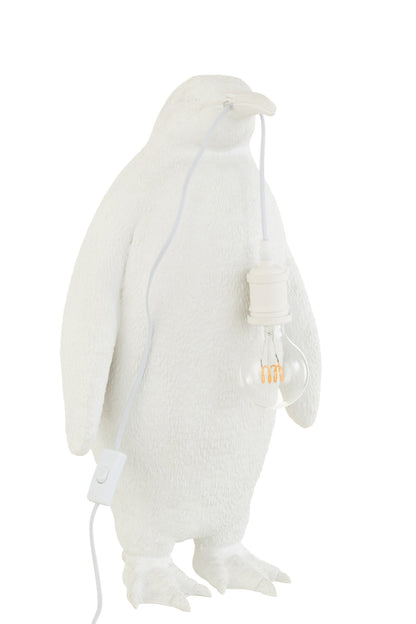 Large white resin penguin table lamp