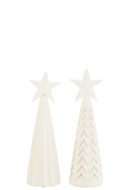 Figurines Christmas Tree Wood White Large Assortment Of 2