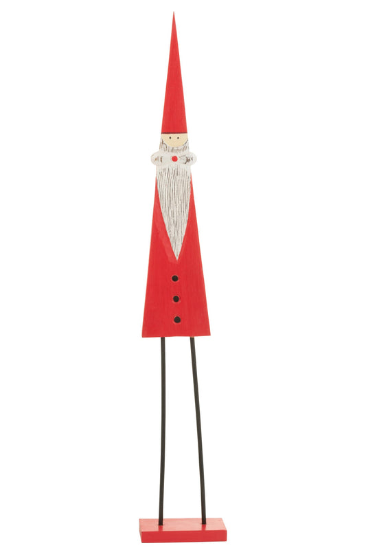 Santa On Foot Wood Red Large