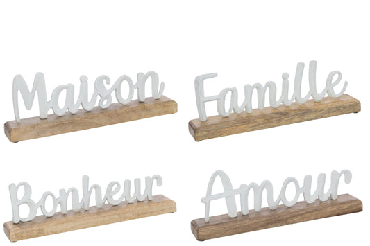 Words On Foot Aluminium/Wood White Assortment Of 4