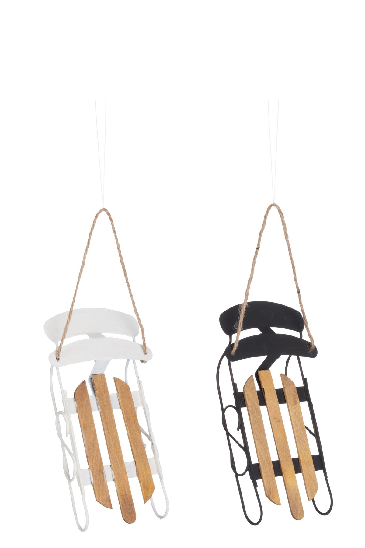Hangers Sled Metal/Plywood Black/White Assortment Of 2