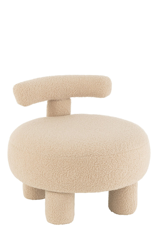 Stool Round With Chairback Bouclé Warm Beige