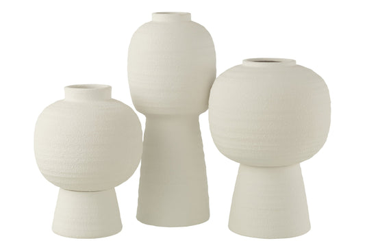 Vase Lantern Clay White Large