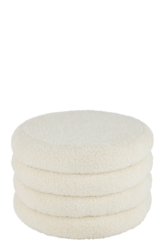 Stool Round Teddy Polyester White