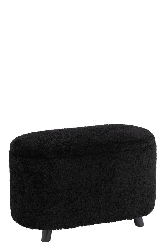 Stool Storage Teddy Polyester Black