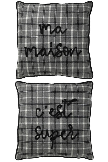 Cushion Text Polyester Grey ass2