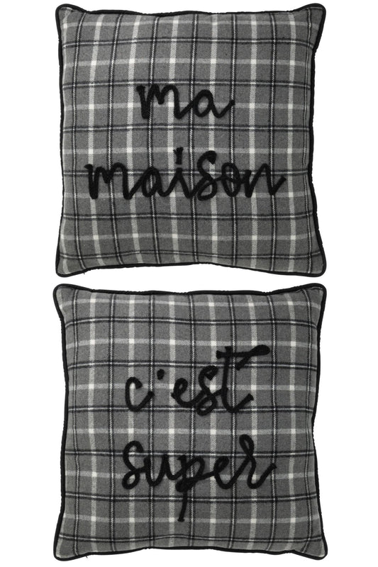 Cushion Text Polyester Grey ass2