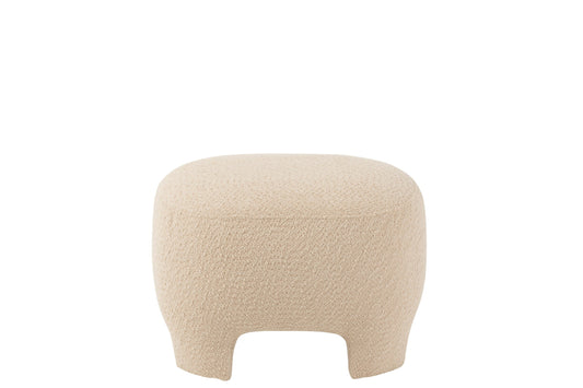 Pouf Knitted Textile/Wood White