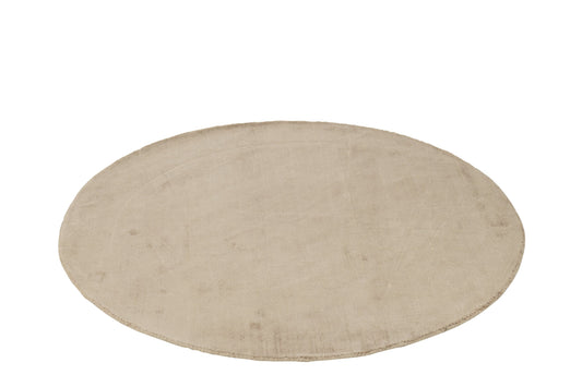 Carpet Round Handmade Viscose Beige