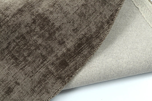 Carpet Round Handmade Viscose Grey