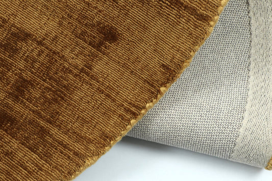 Carpet Round Handmade Viscose Brown