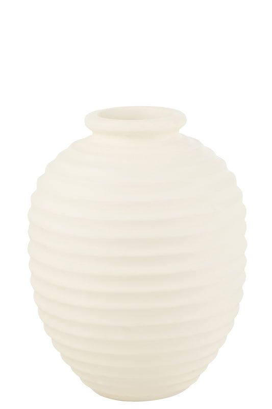 Flower Pot Oval Terracotta White Large