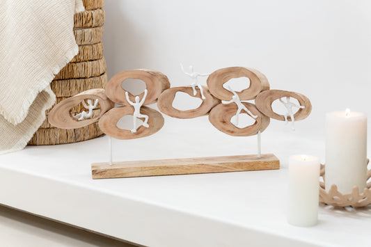Figures 5 In Ring On Stand Mango Wood Natural