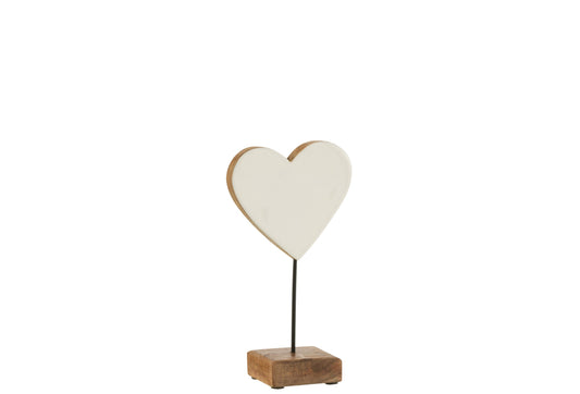 Heart On Stand Mango Wood White Small