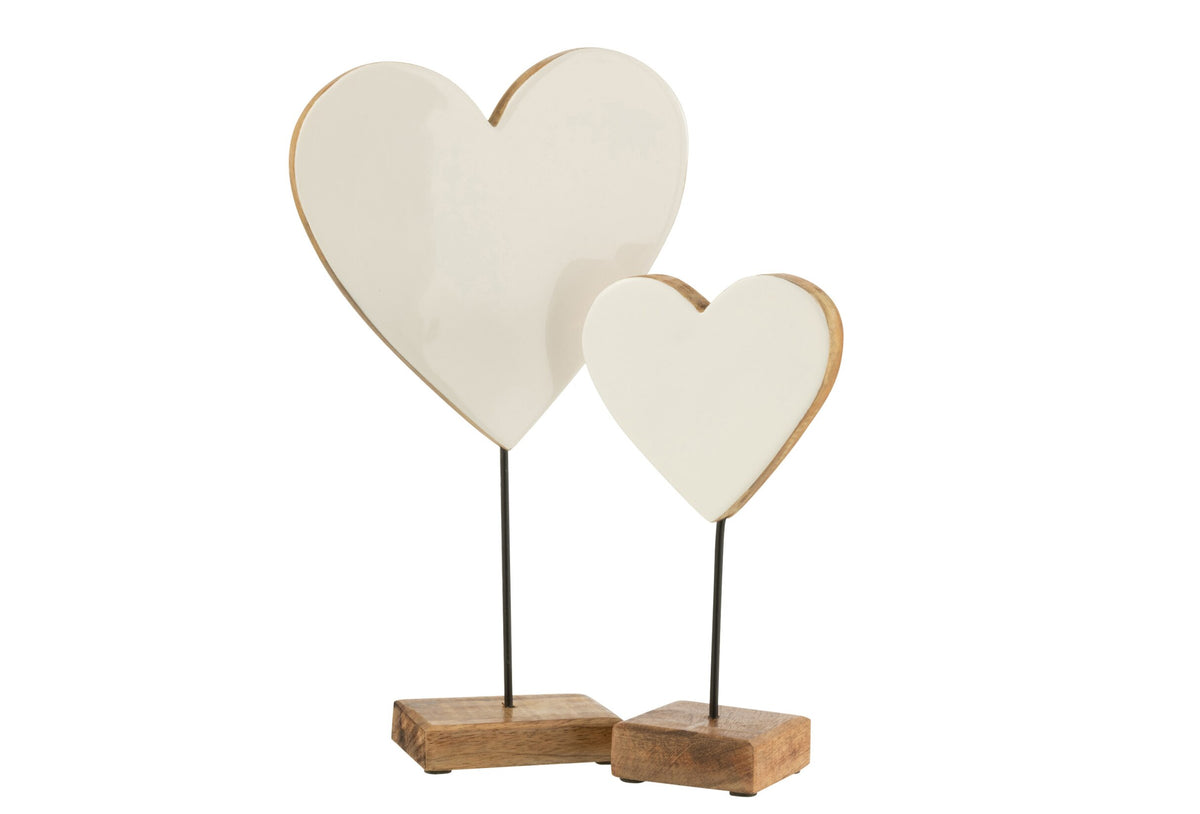 Heart On Stand Mango Wood White Large
