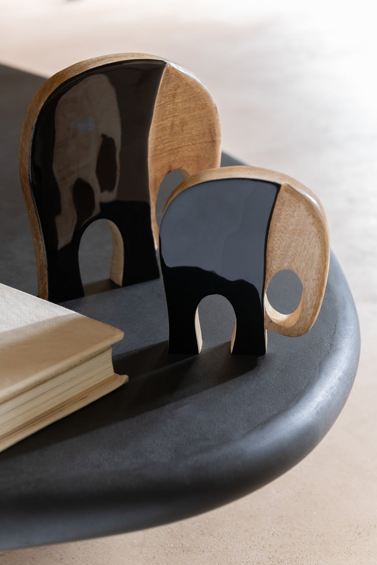 Set Of 4 Elephants Mango Wood Black/Dark Wood