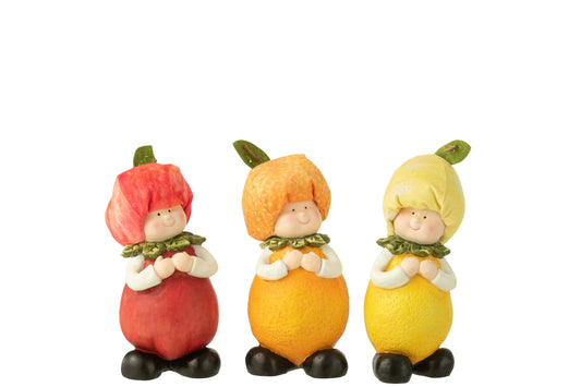 Kid Lemon/Orange/Apple Polyresin Mix Large Assortment Of 3