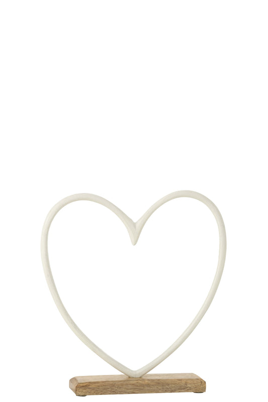 Heart On Base Aluminium White Large