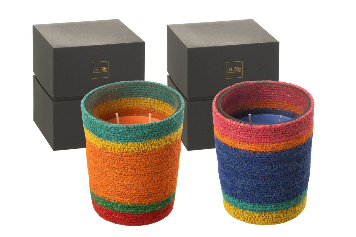 Geurkaars Mand Blauw Was Medium-55 Uren Assortiment Van 2