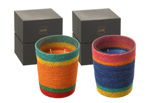 Geurkaars Mand Blauw Was Medium-55 Uren Assortiment Van 2