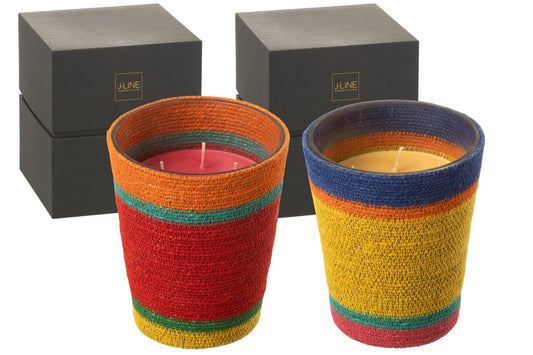 Geurkaars Mand Rood Was Mix Large-75 Uren Assortiment Van 2