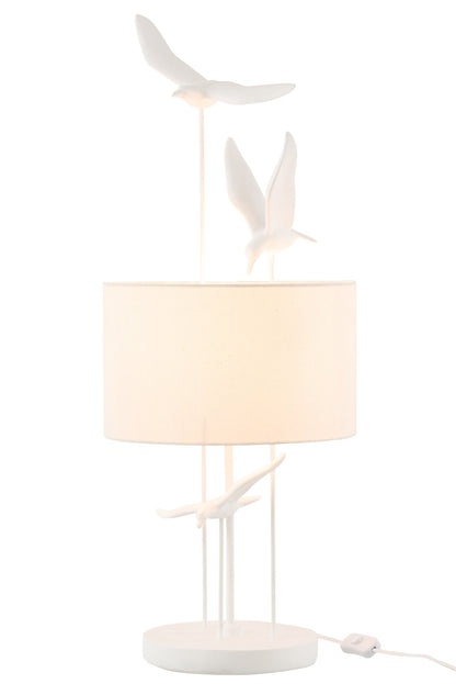 Table lamp birds poly white/beige
