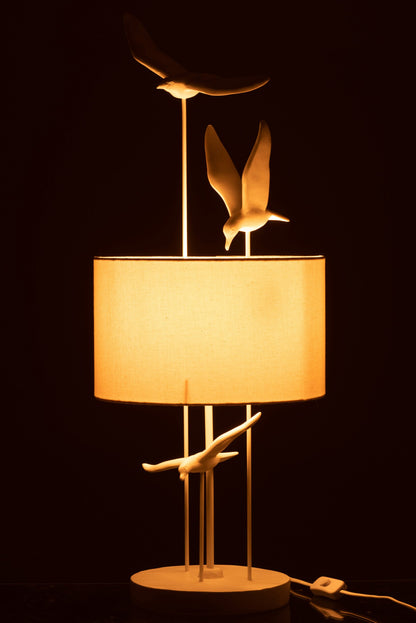 Table lamp birds poly white/beige