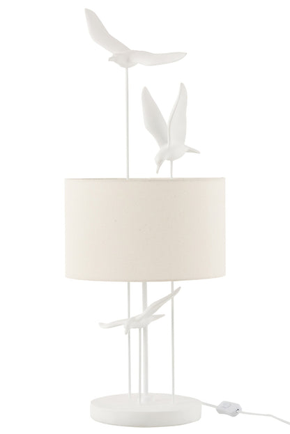 Table lamp birds poly white/beige