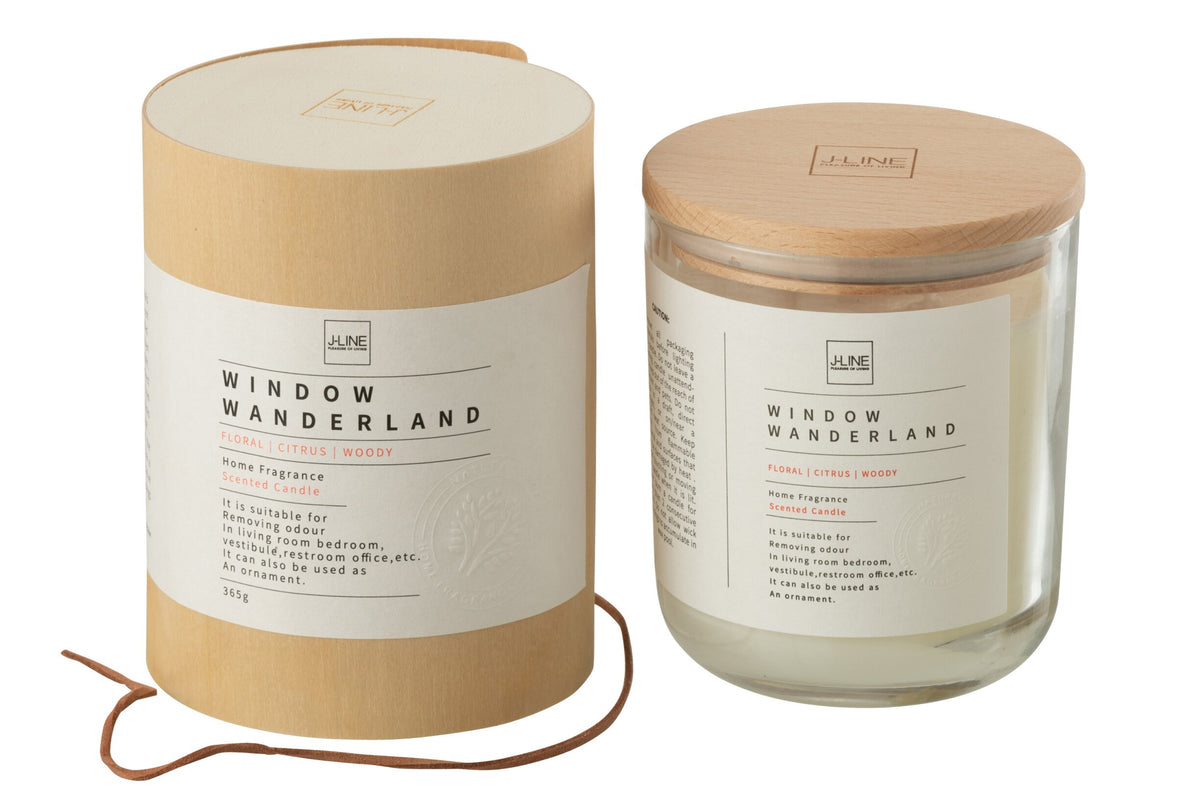 Geurkaars Rond Window Wanderland Transparant L - 66 Uur