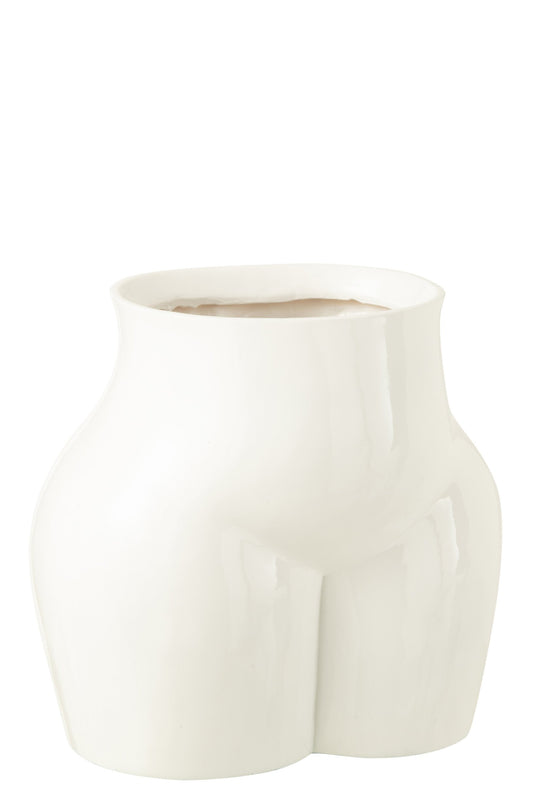 Vase Lady Bottom Pewter Shiny White