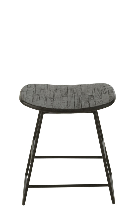 Stool Rectangular Recycle Teak Black Small