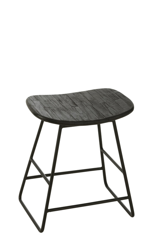 Stool Rectangular Recycle Teak Black Small