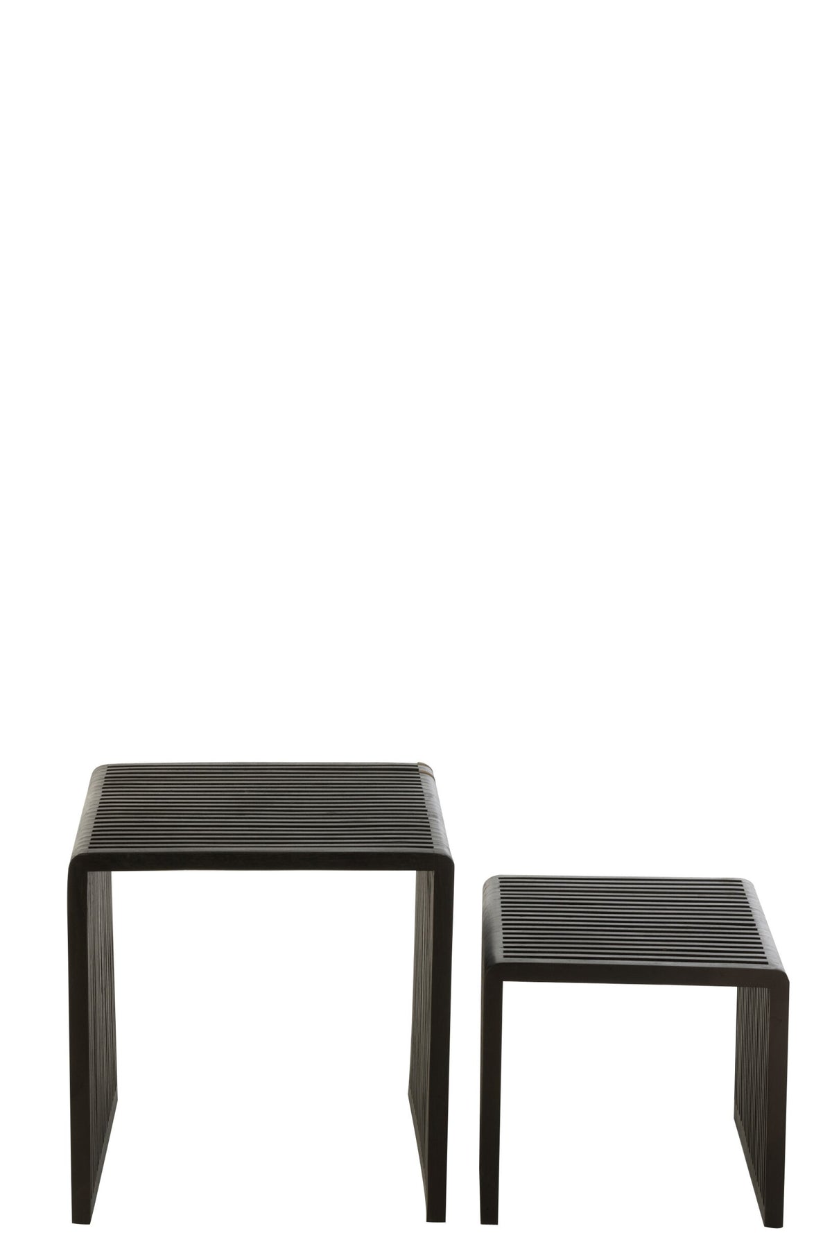 Set Of 2 Coffee Tables Cubic Recycle Teak Black