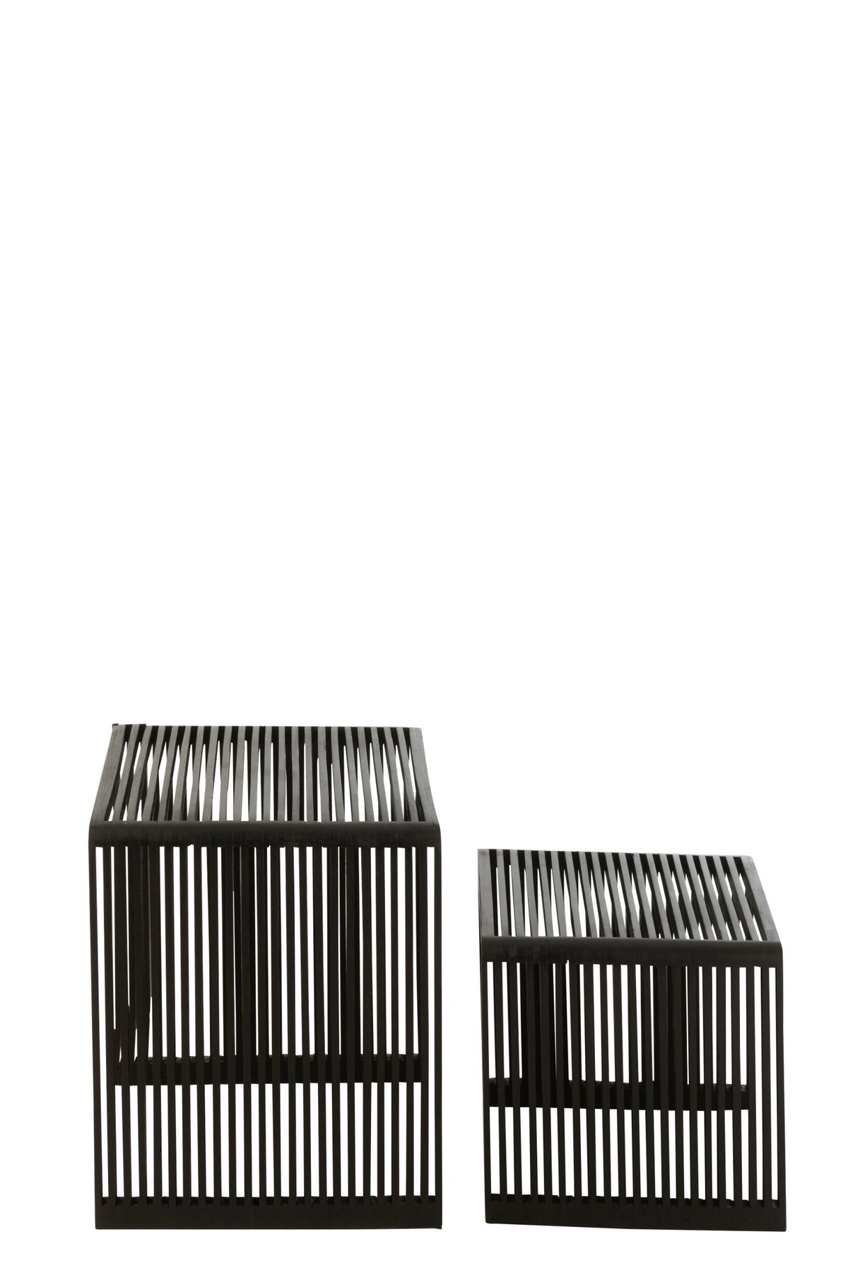 Set Of 2 Coffee Tables Cubic Recycle Teak Black