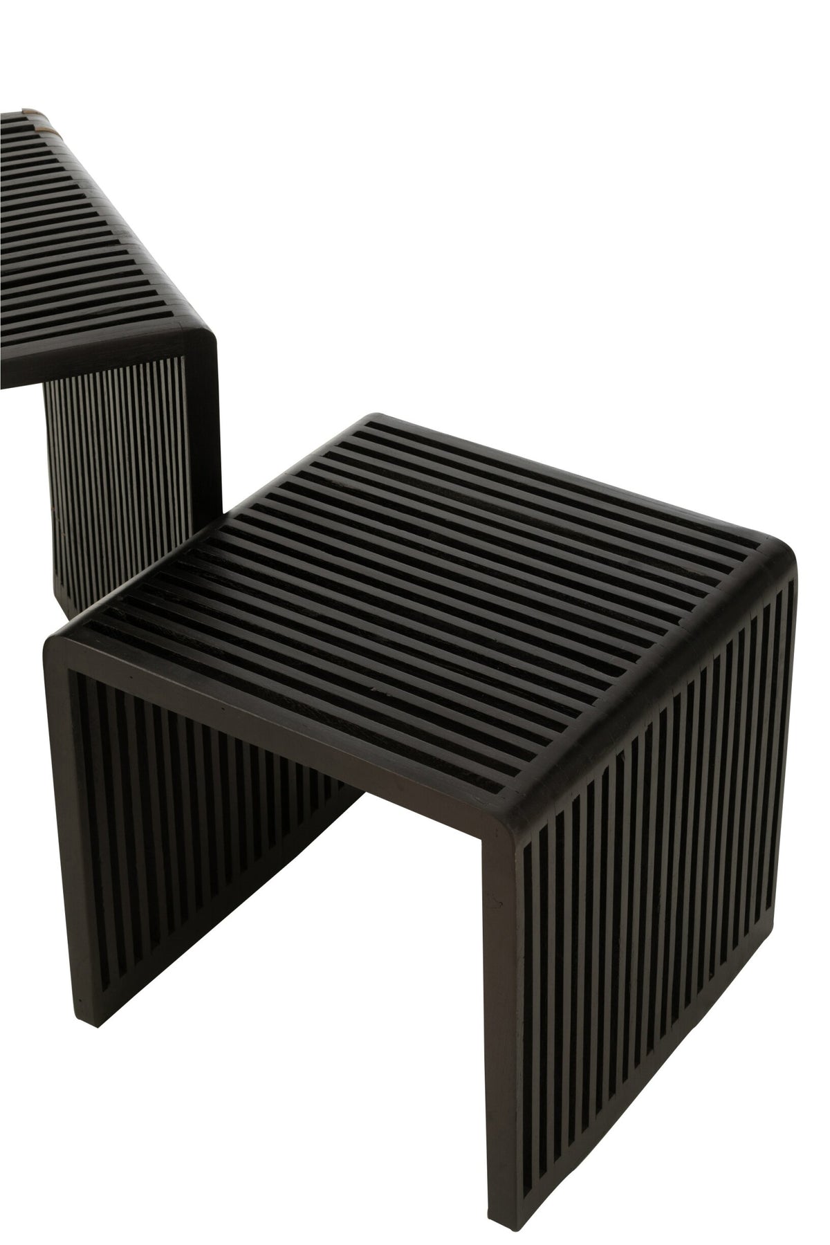 Set Of 2 Coffee Tables Cubic Recycle Teak Black