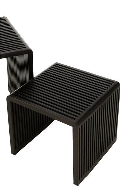 Set Of 2 Coffee Tables Cubic Recycle Teak Black