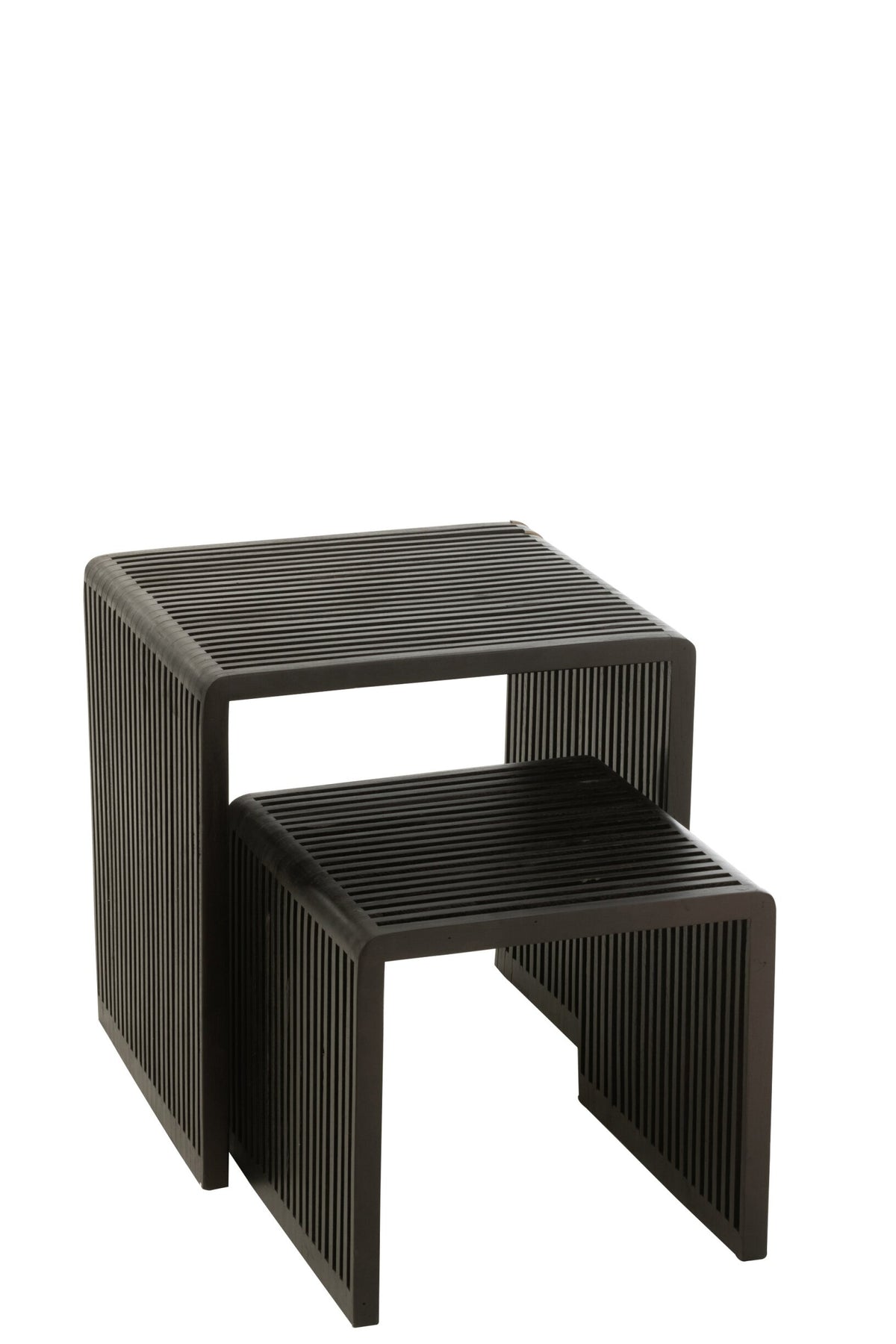 Set Of 2 Coffee Tables Cubic Recycle Teak Black