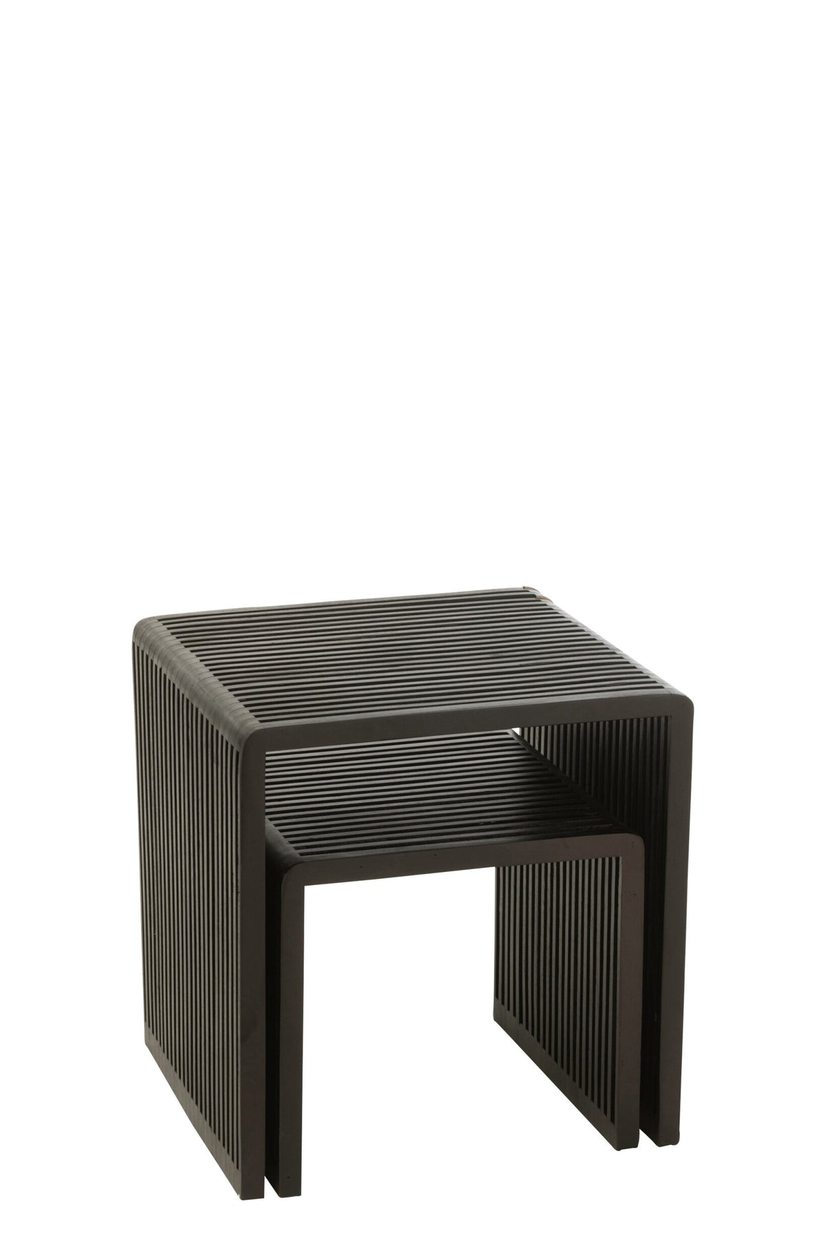 Set Of 2 Coffee Tables Cubic Recycle Teak Black
