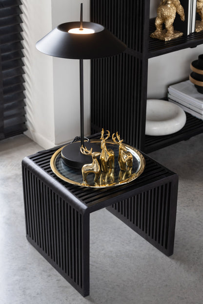 Set Of 2 Coffee Tables Cubic Recycle Teak Black
