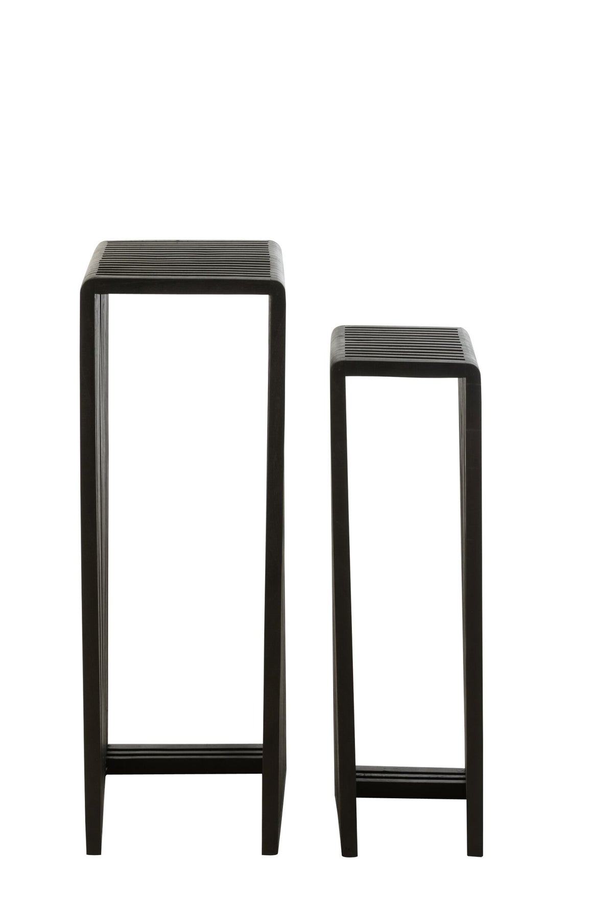 Set Of 2 Side Tables Cubic Recycle Teak Black