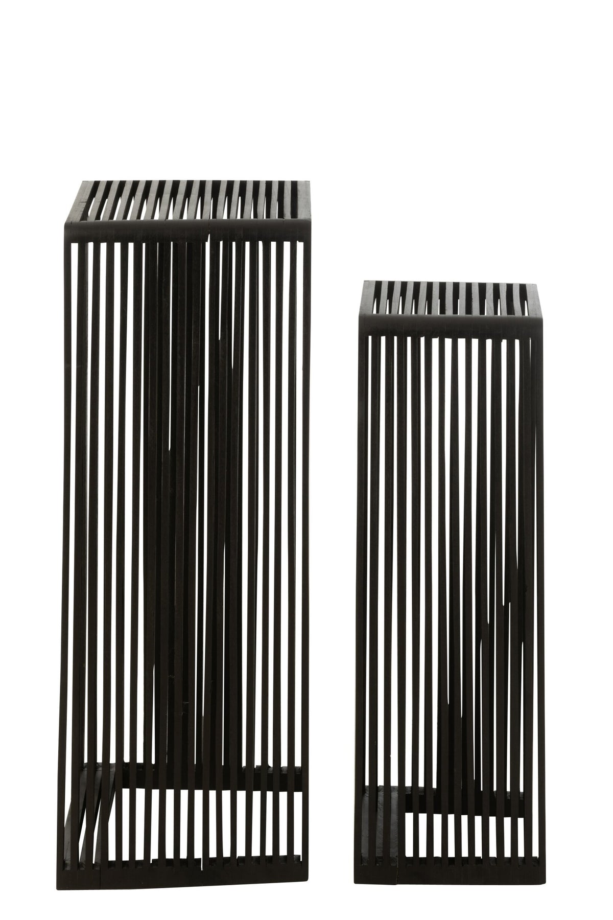 Set Of 2 Side Tables Cubic Recycle Teak Black