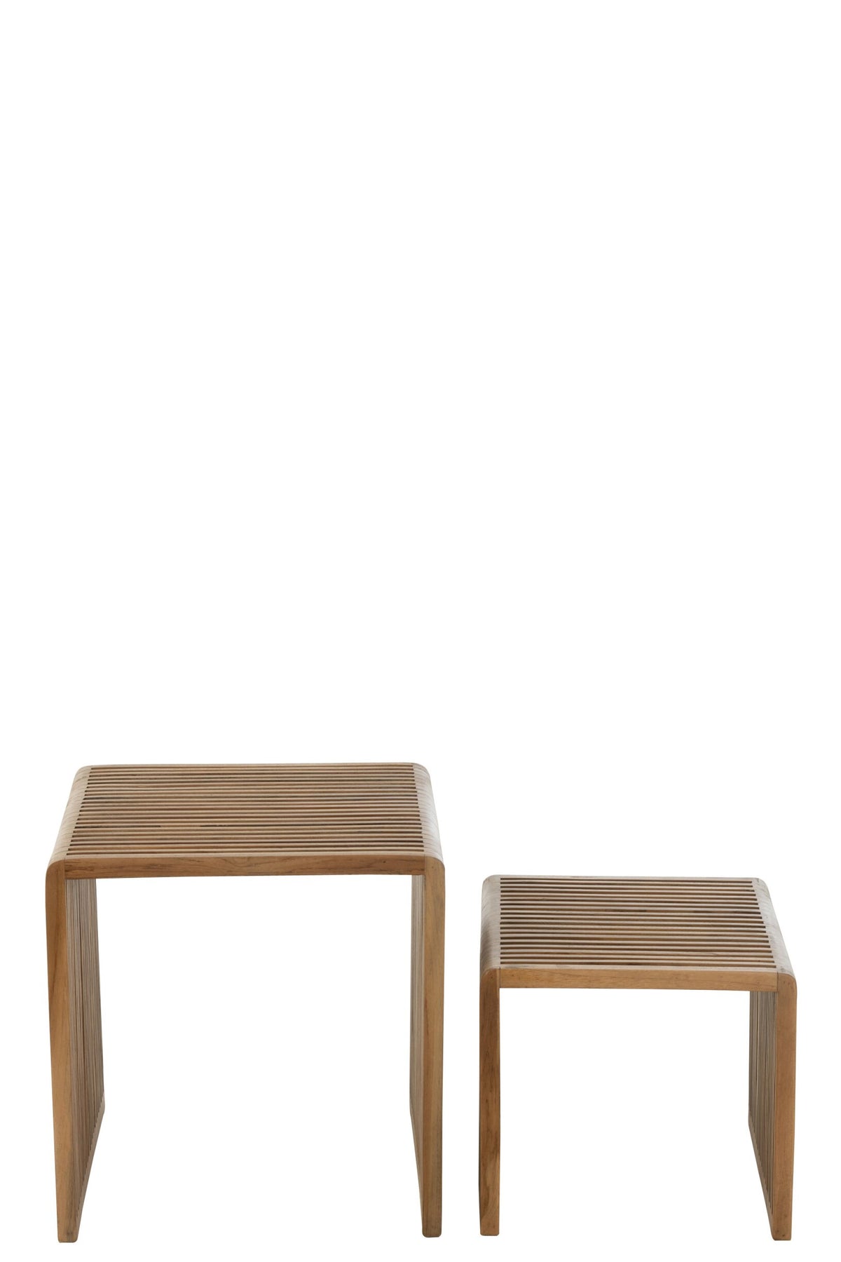 Set Of 2 Coffee Tables Cubic Recycle Teak Natural
