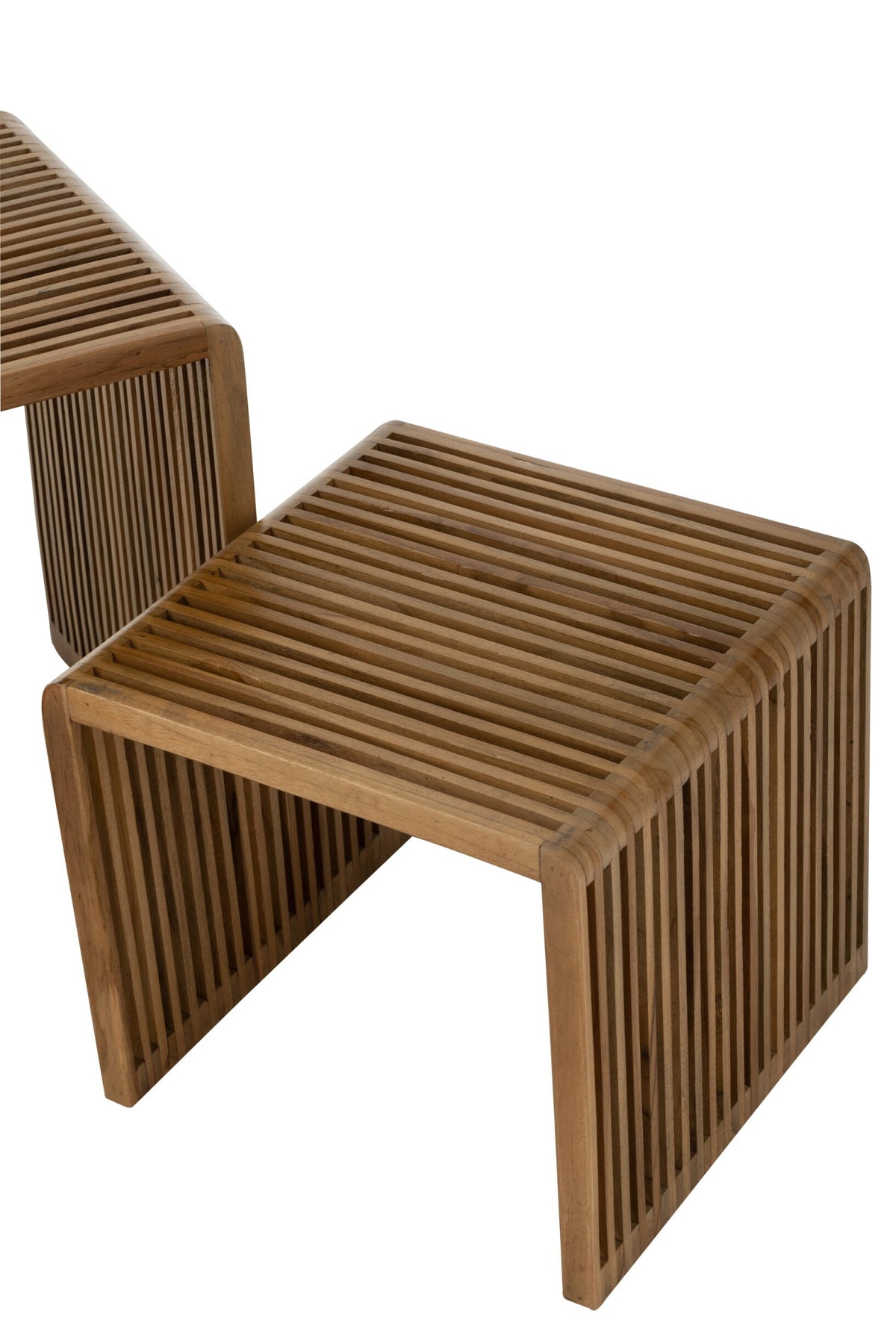 Set Of 2 Coffee Tables Cubic Recycle Teak Natural
