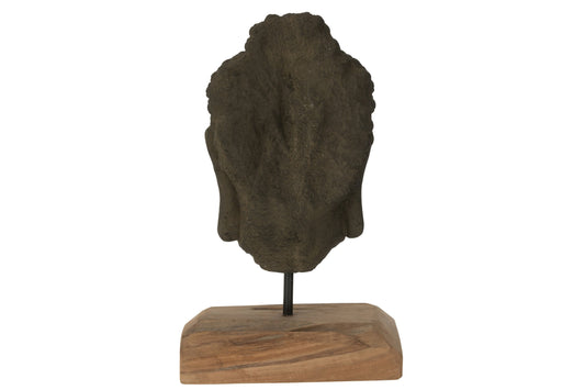 Decoration Head Teak Wood/Cement Black/Natural