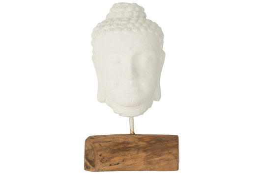 Decoration Head Teak Wood/Cement White/Natural