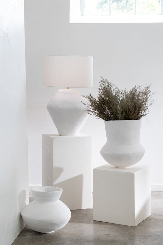Pot Collar Paper Mache White