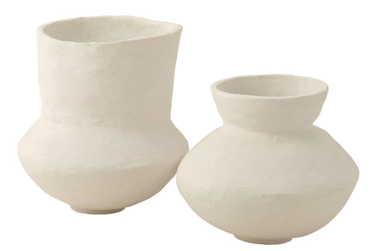 Pot Archaic Paper Mache White