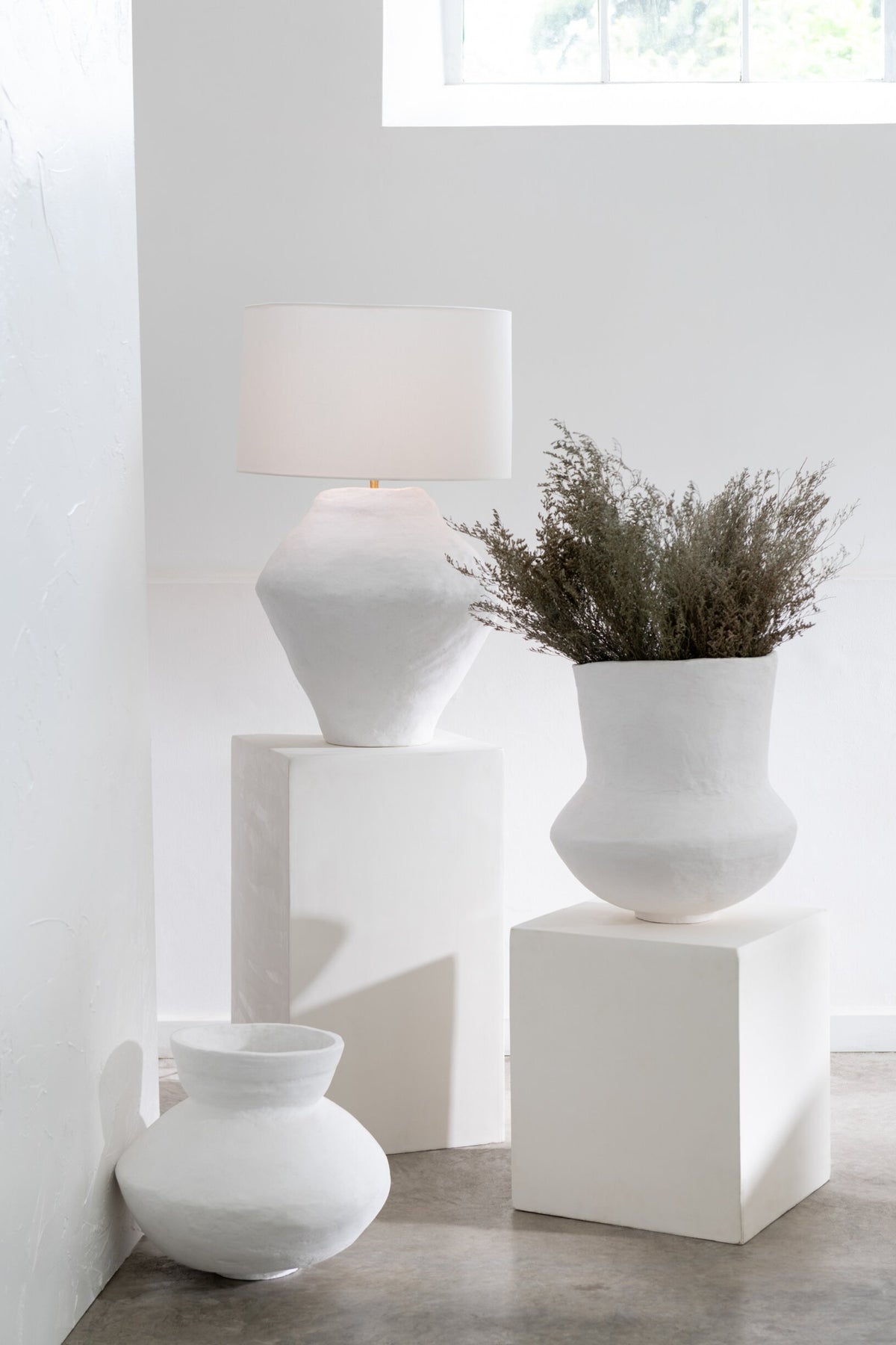 Pot Archaic Paper Mache White