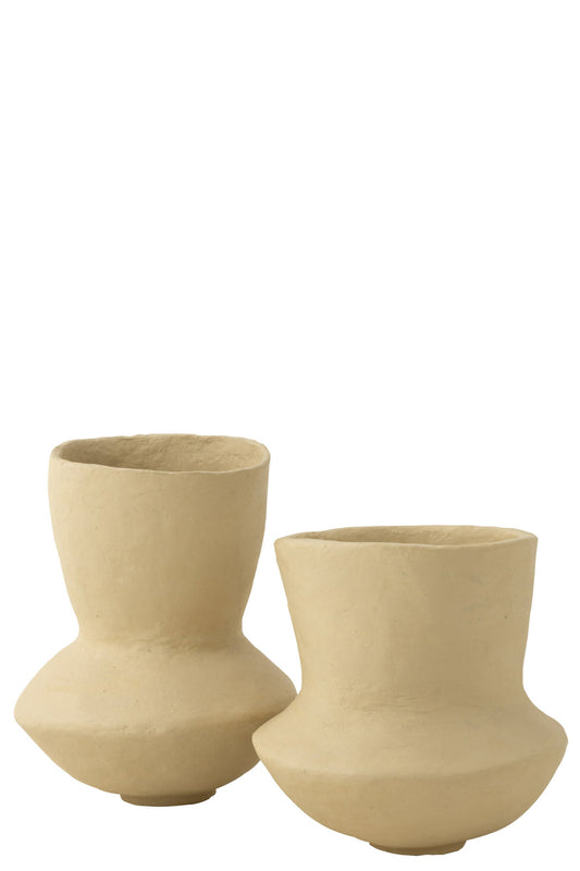 Pot Archaic Paper Mache Natural Large